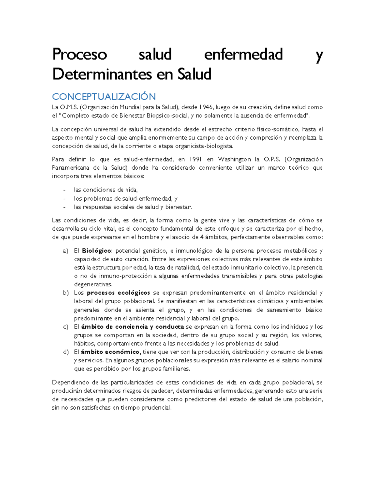 Proceso salud enfermedad IBM - Proceso salud enfermedad y Determinantes en  Salud CONCEPTUALIZACIÓN - Studocu