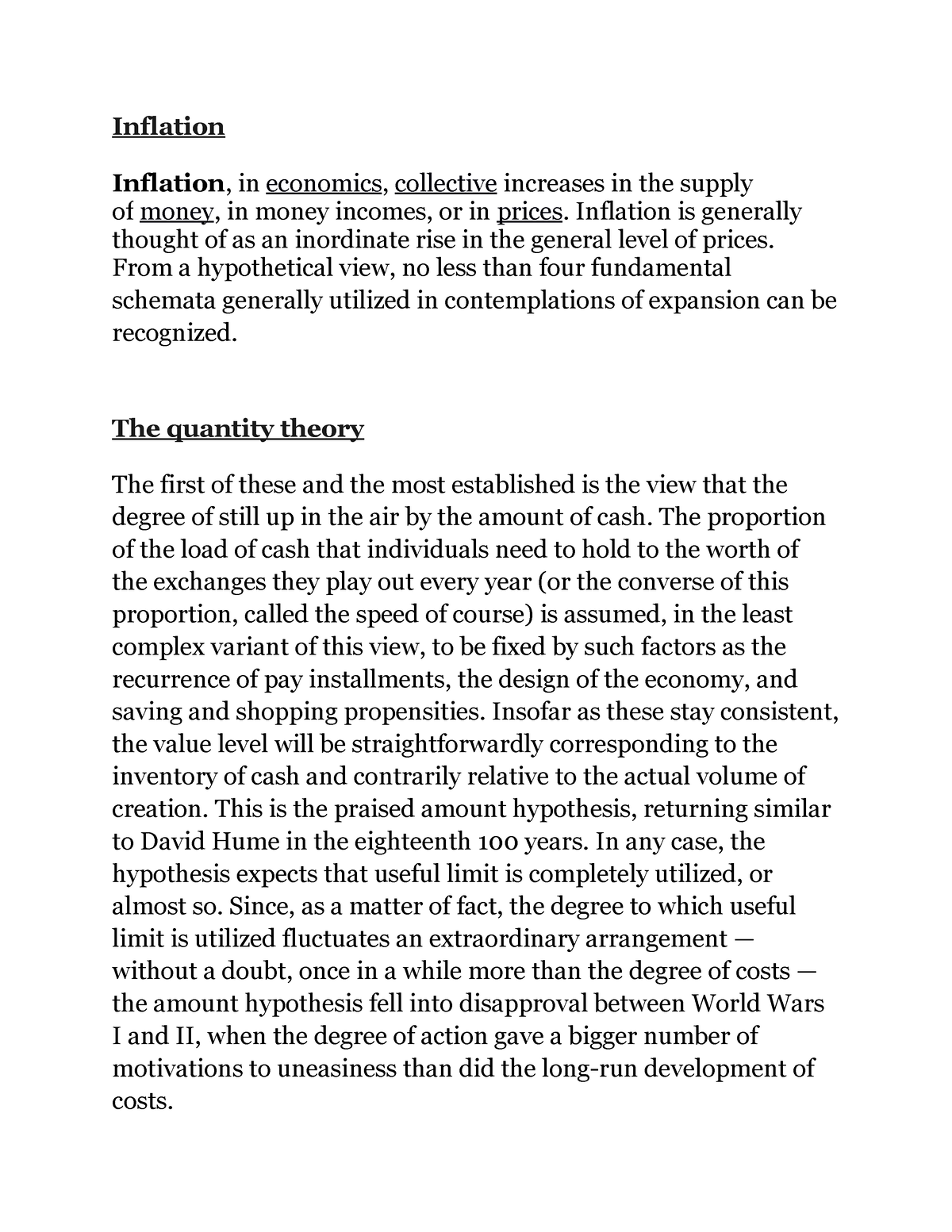 economics inflation essay pdf