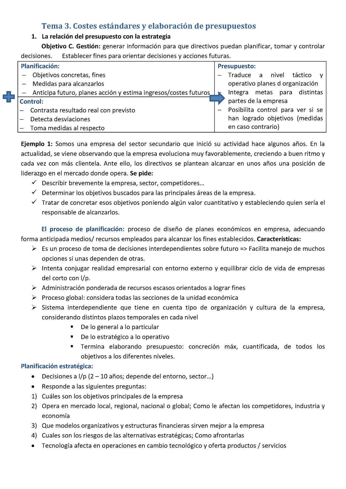 Tema 3 - Resumenes - Tema 3. Costes Est·ndares Y ElaboraciÛn De ...