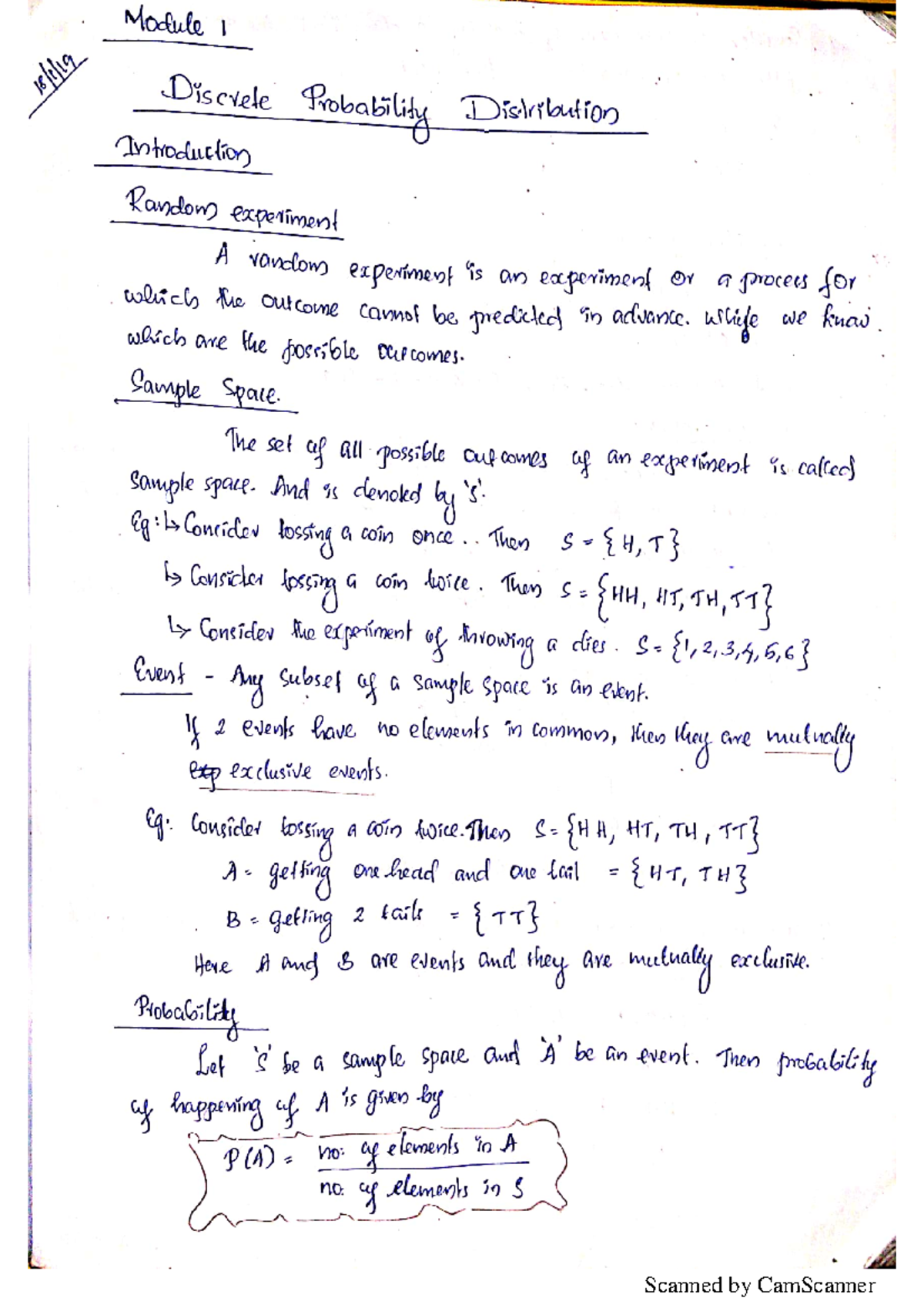 Maths S4 1 - Notes for S4 KTU students 2015 scheme - Probability ...