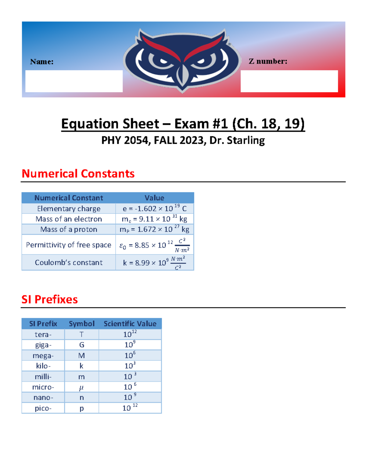 Equation+Sheet+%E2%80%93+Exam+1a - Equation Sheet – Exam #1 (Ch. 18, 19 ...