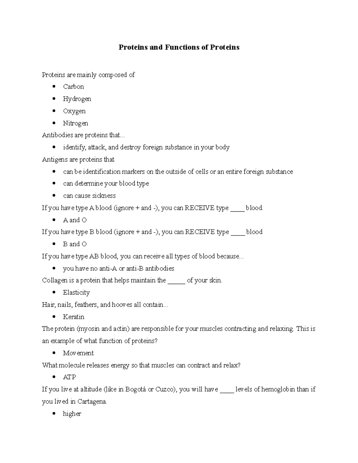 Proteins and Functions of Proteins Proteins and Functions of Proteins
