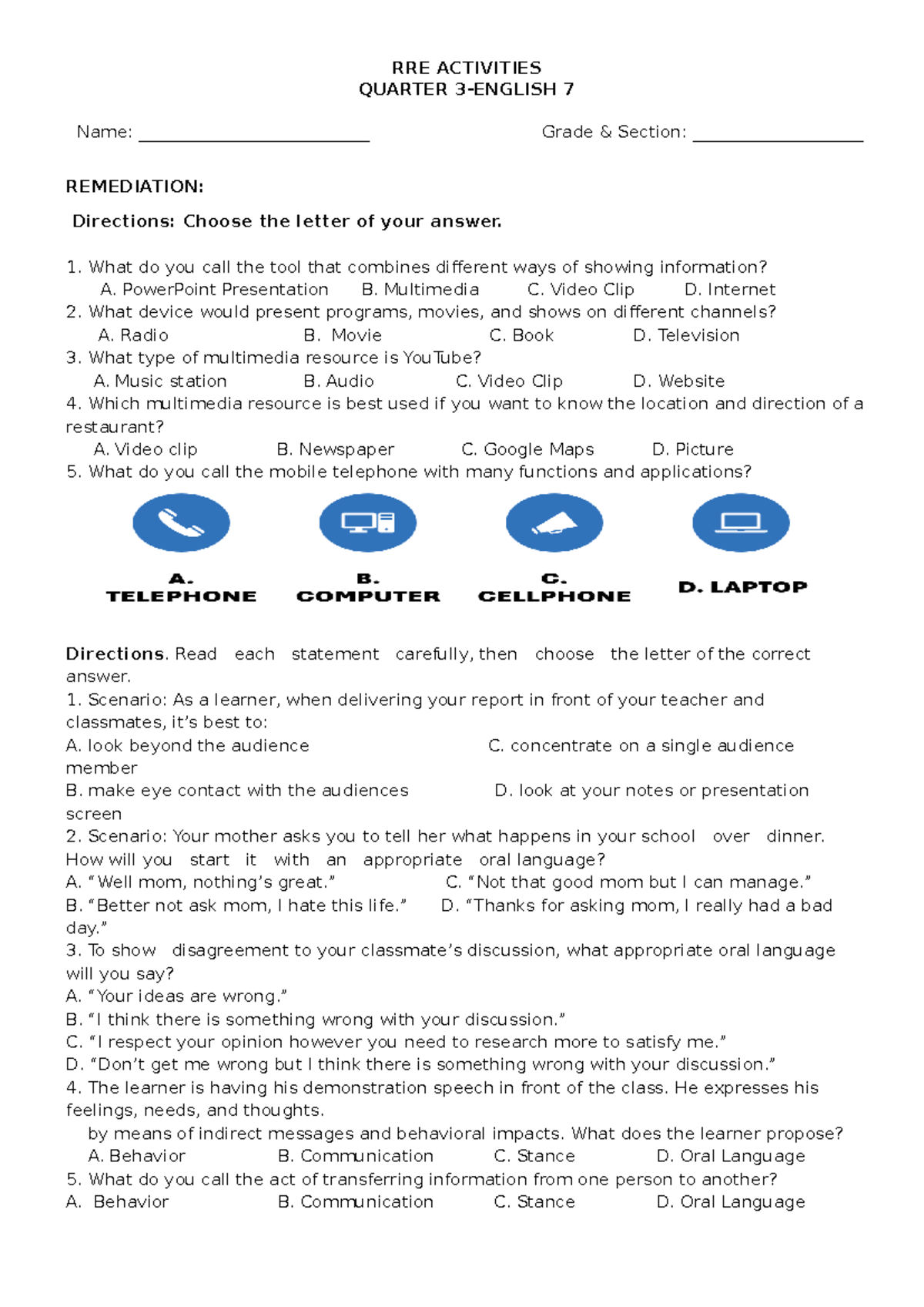 ENG.7-RER-Q3 - activity for remedial - RRE ACTIVITIES QUARTER 3-ENGLISH ...