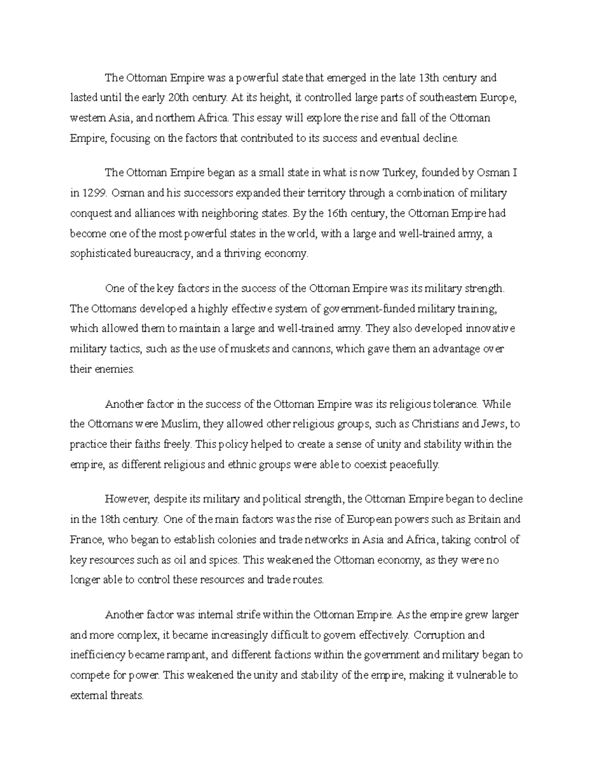 The Ottoman Empire was a powerful state Essay The Ottoman Empire