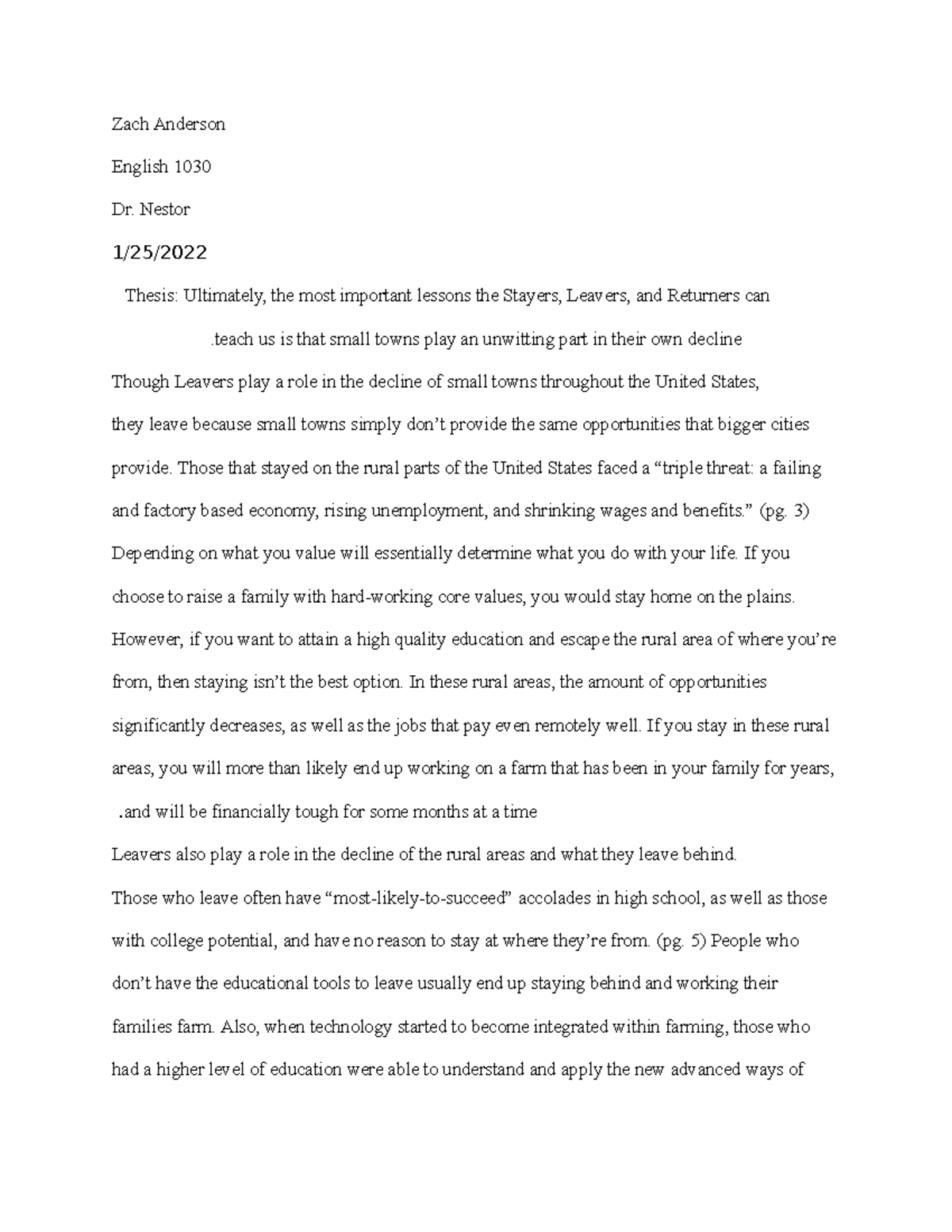 Tea paragraphs intro practice work Zach Anderson English 1030 Dr