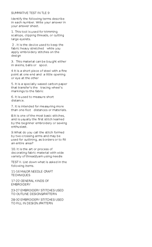 G7 Review Test Q3 Test For Summative Directions Read Each Item