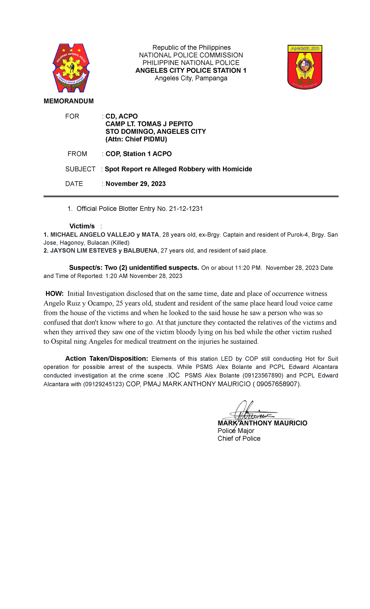 spot-report-re-robbery-with-homicide-2-republic-of-the-philippines