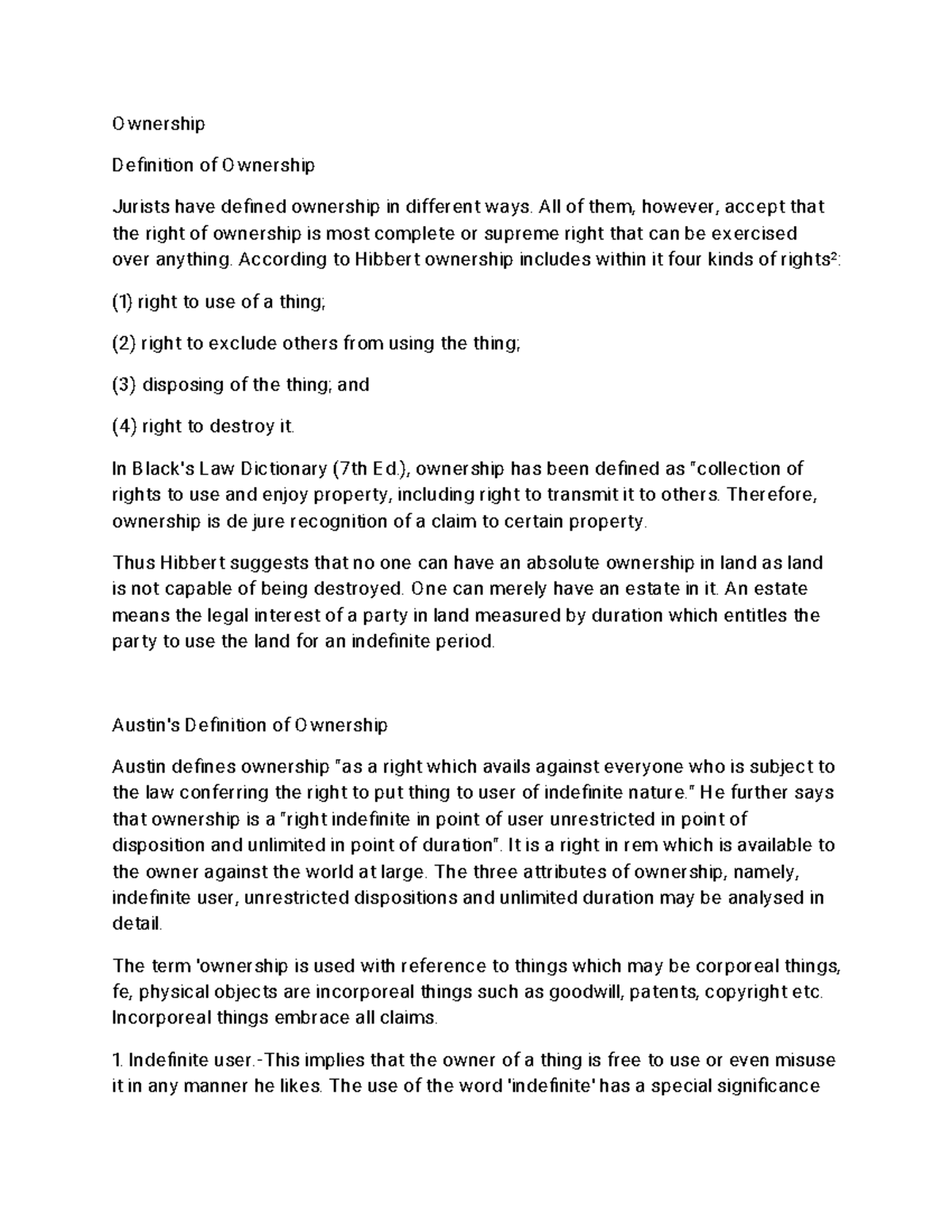 Ownership - O wnership Definition of O wnership Jurists have defined ...