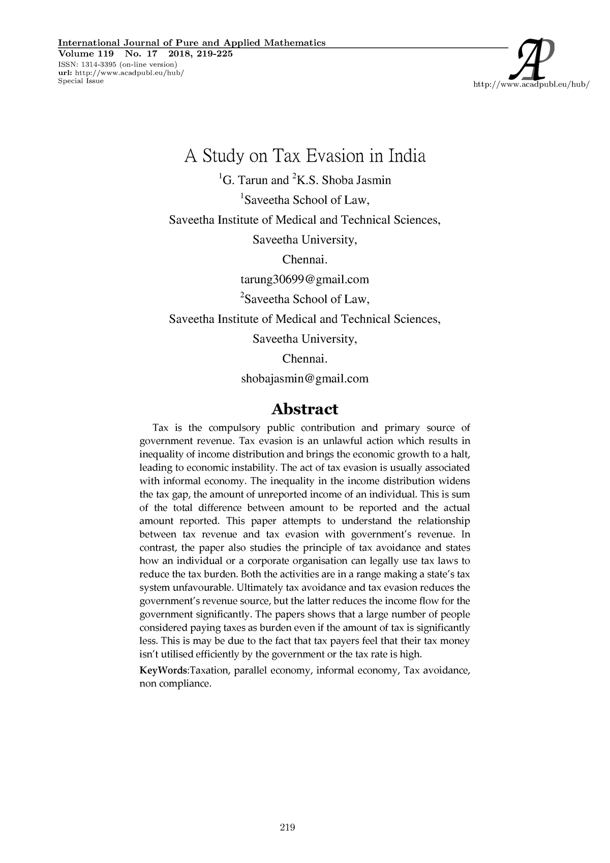 tax evasion in india research paper