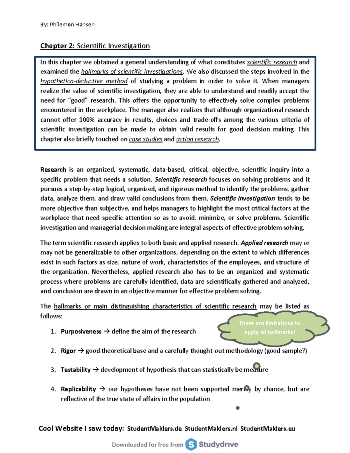 Summary - Research Methods for Business - Chapter 2: Scientific ...