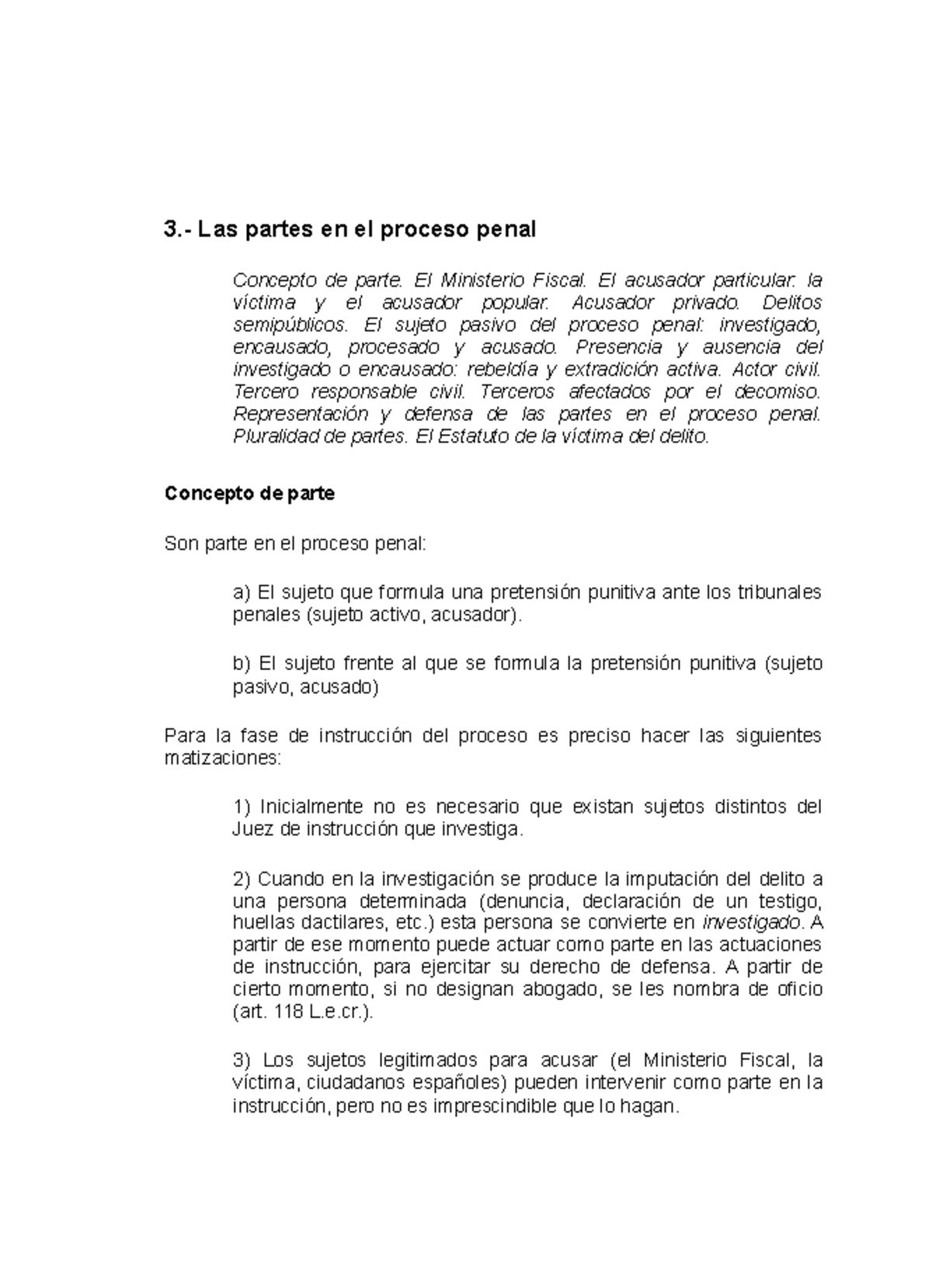 Las Partes En El Proceso Penal Las Partes En El Proceso Penal Concepto De Parte El