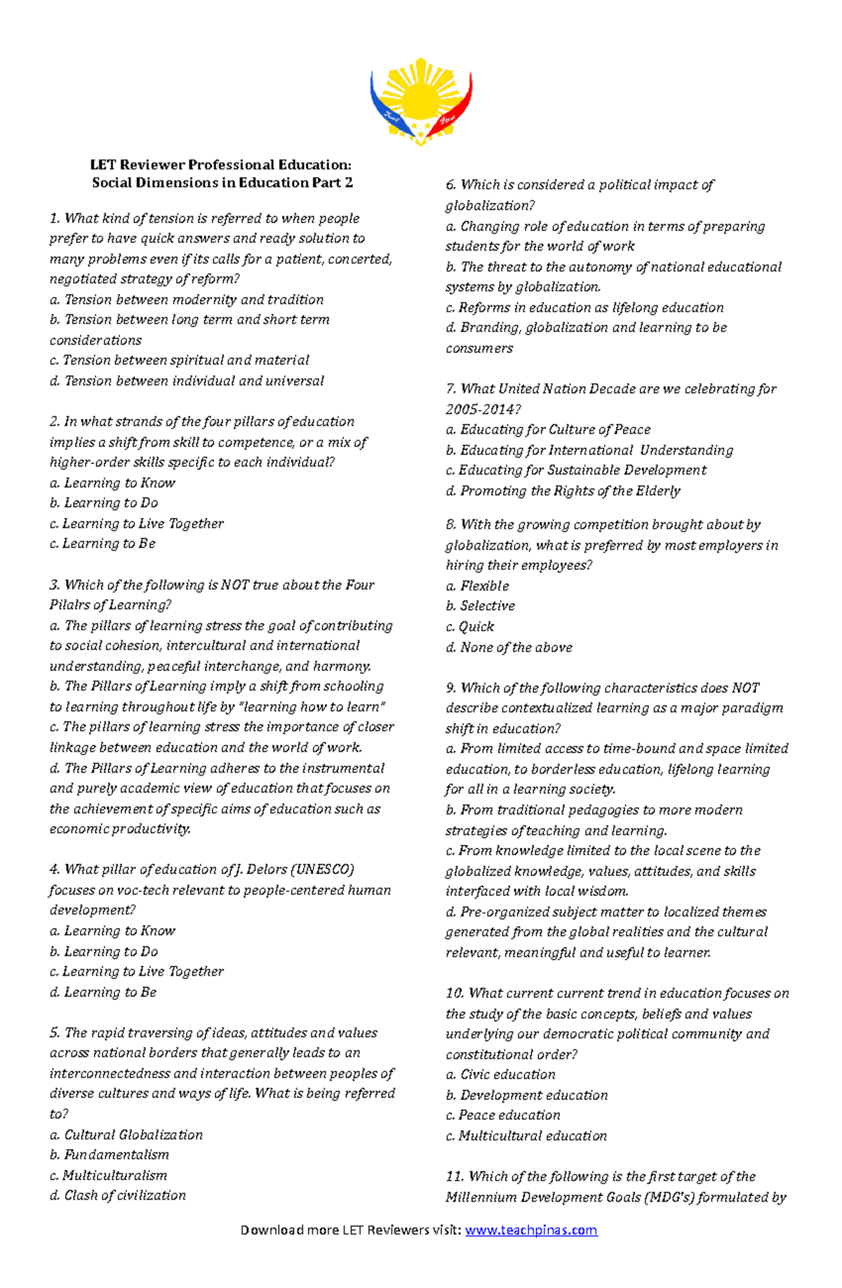 Social Dimensions IN Education PART 2 (www - LET Reviewer Professional ...