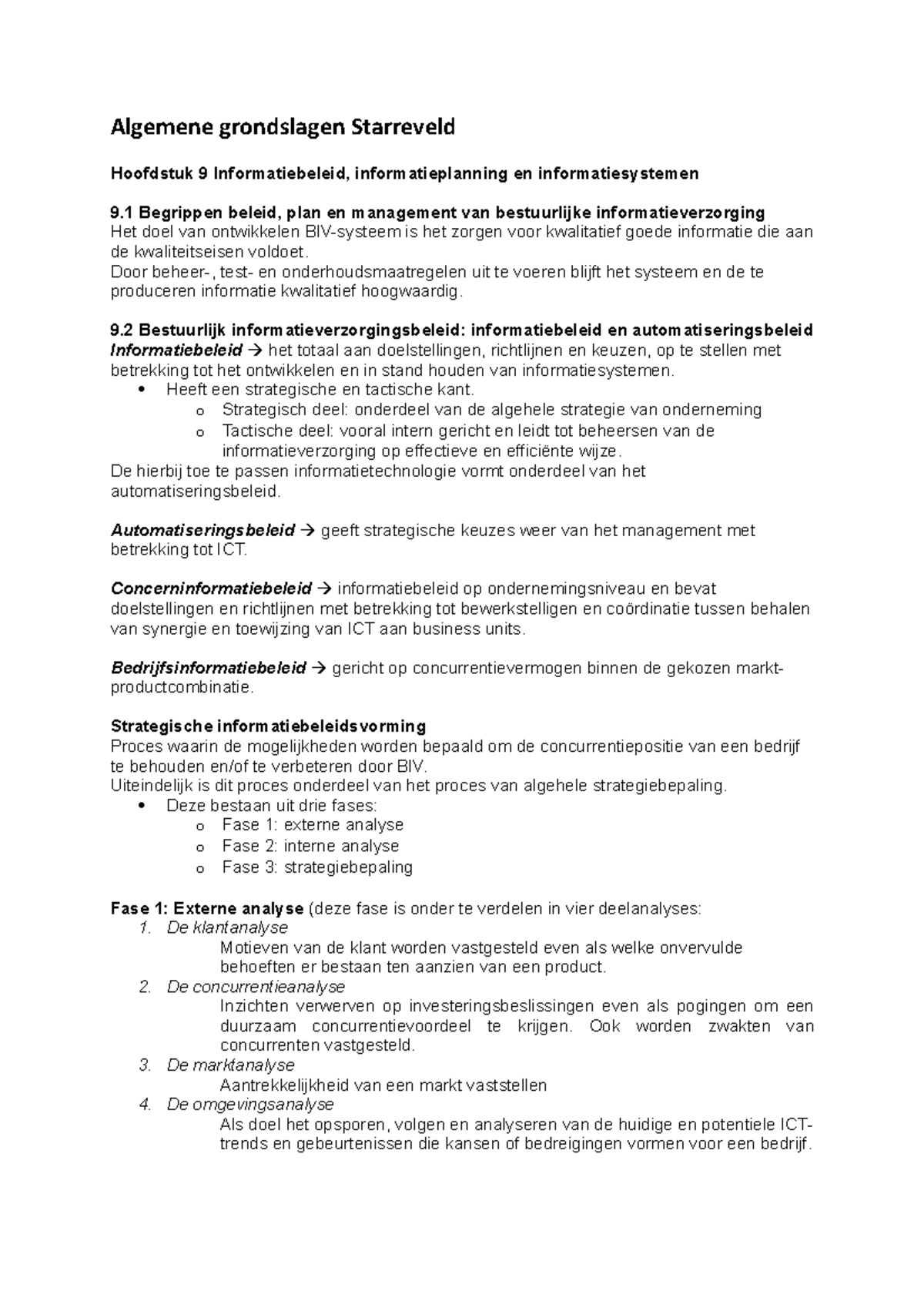 Algemen Grondslagen Starreveld Hoofdstuk 9 - Door Beheer-, Test- En ...