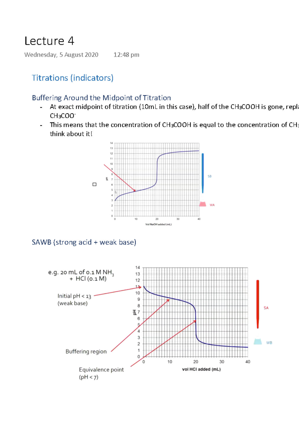Lecture 4 Titrations Chemistry 2 2020 Titrations (indicators