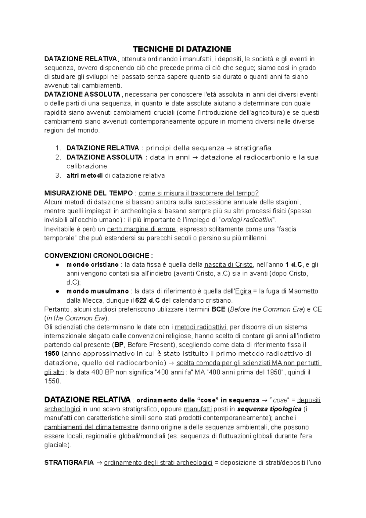 5. tecniche di datazione TECNICHE DI DATAZIONE DATAZIONE RELATIVA