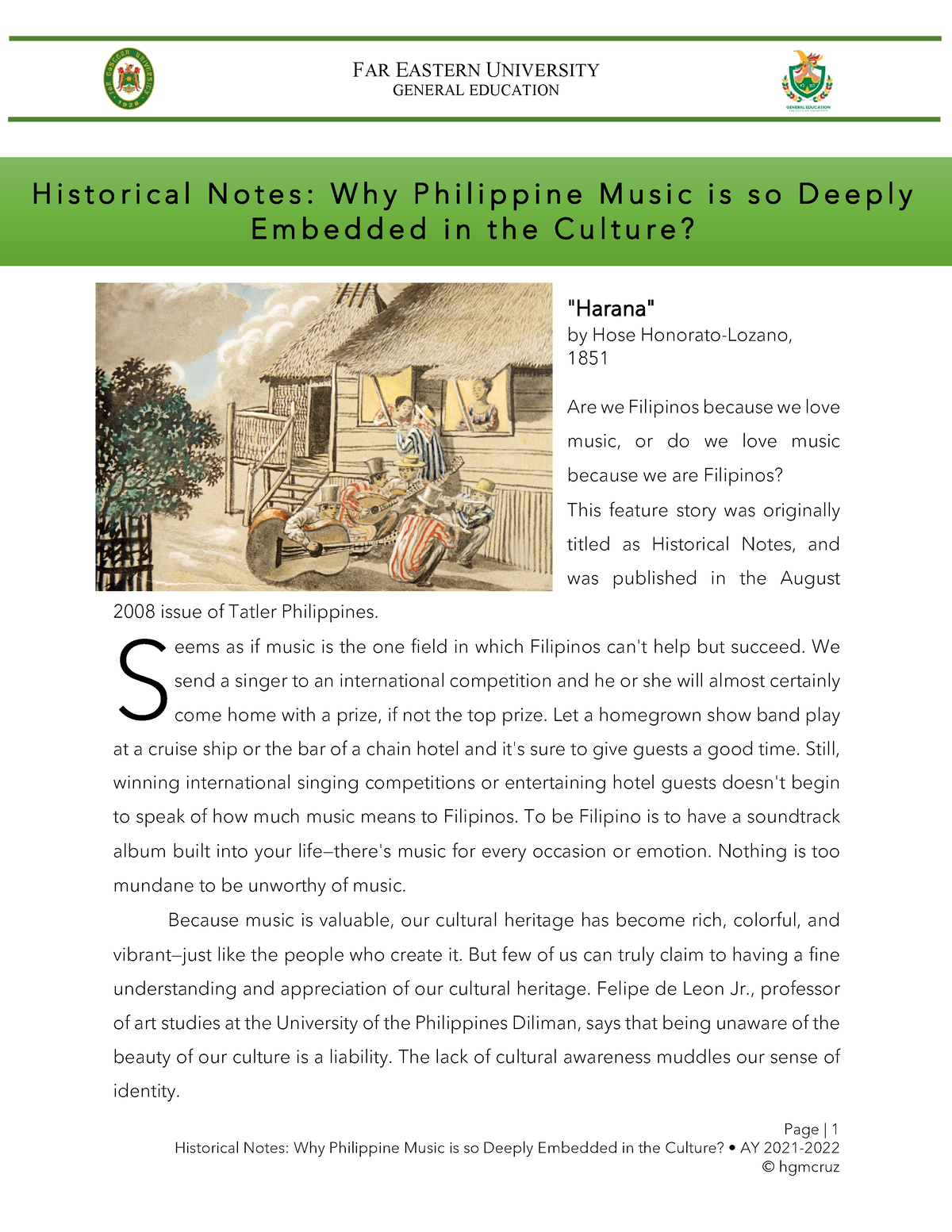 Reading No. 2 - Music Historical Notes - Page | 1 Historical Notes: Why ...