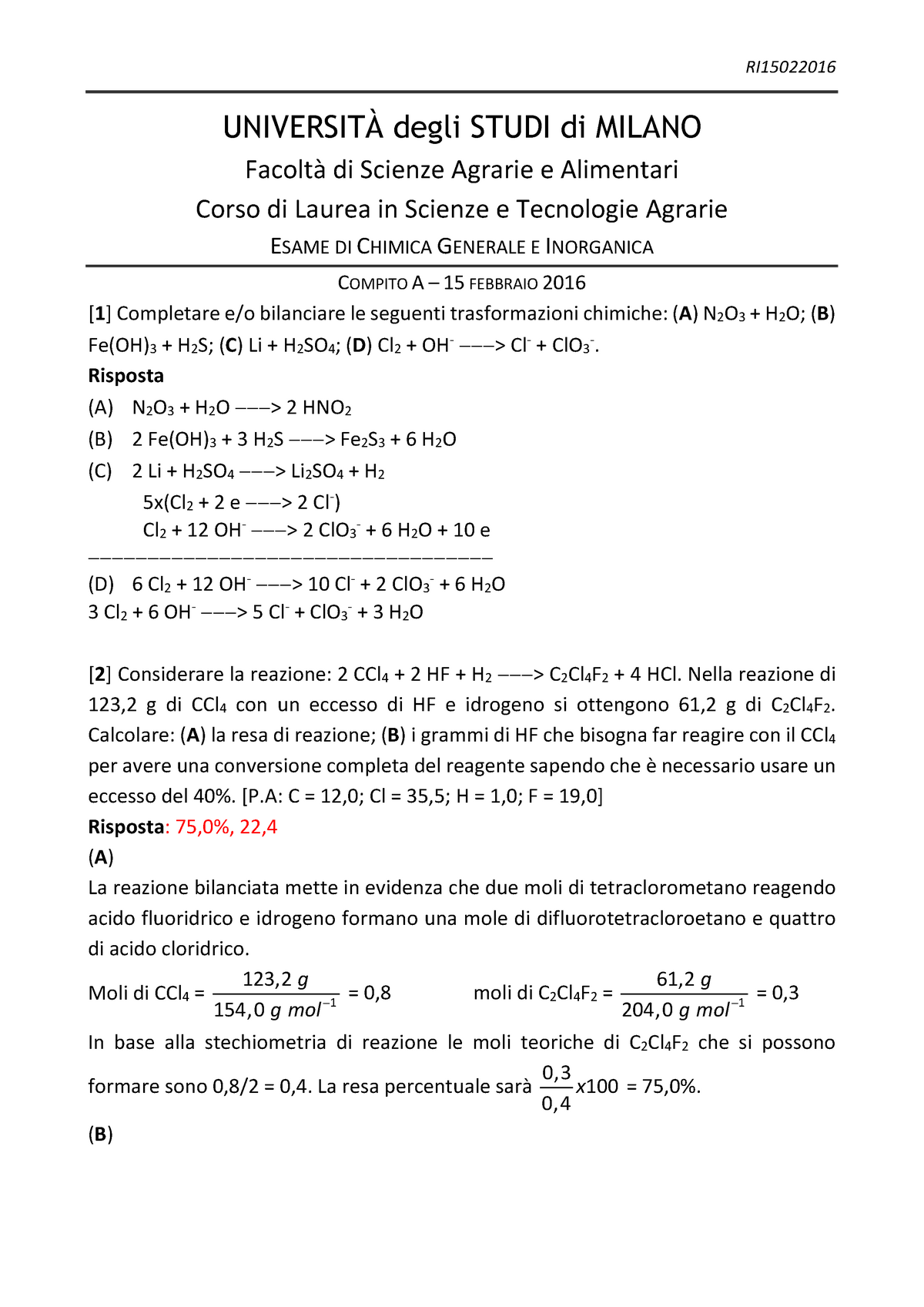 Esame Febbraio Domande Risposte Universit Degl I Studi Di Milano Facolt Di Scienze