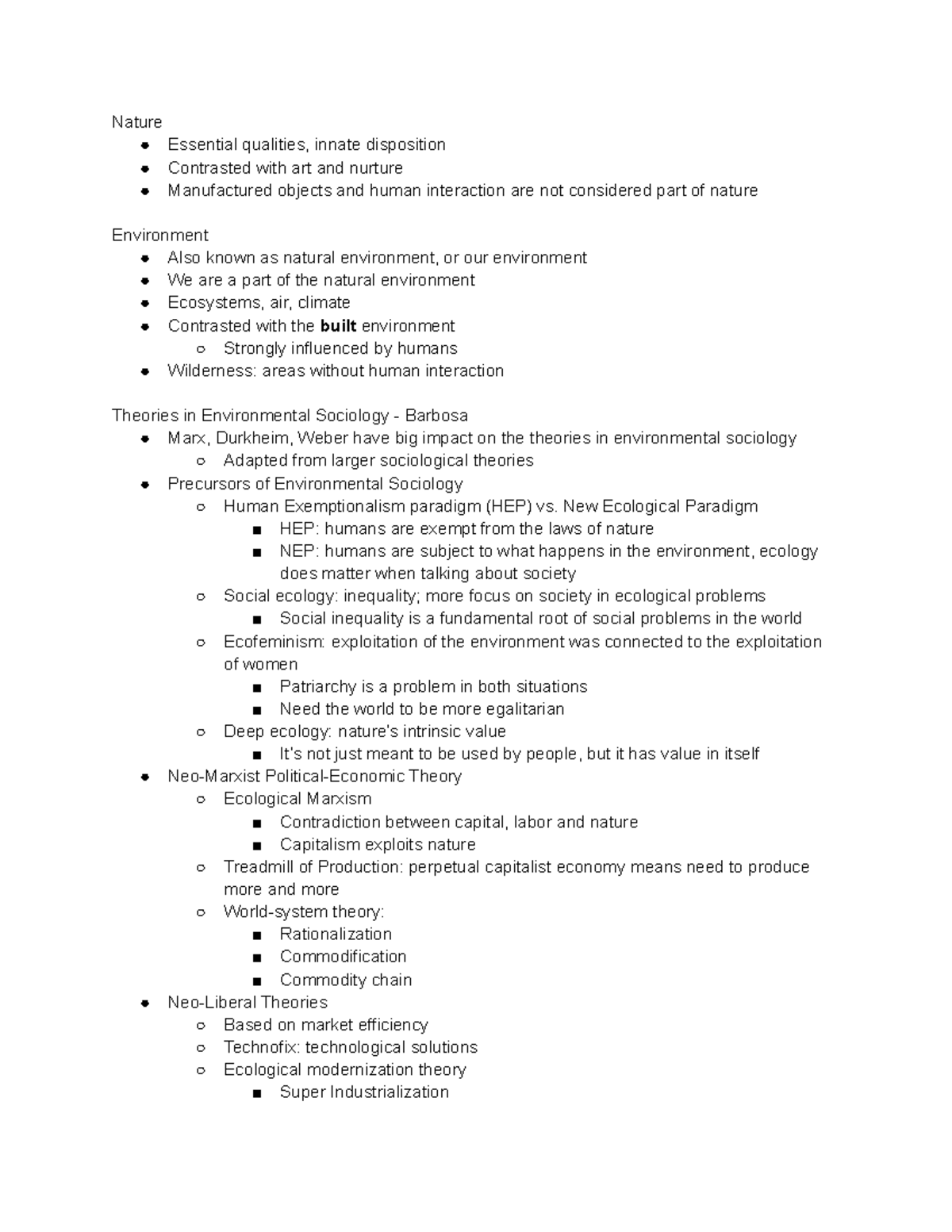 Week 1 SOCI 149 Lecture Notes - Nature Essential qualities, innate ...