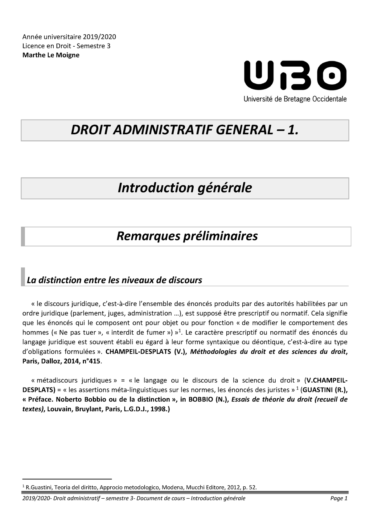 Droit Adm Introduction - Année Universitaire 2019/ Licence En Droit ...