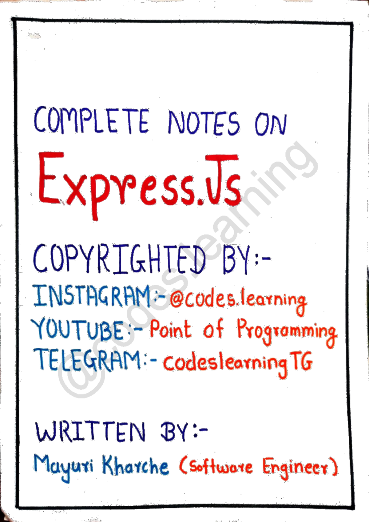 Express.js handwritten notes - Computer science - Studocu