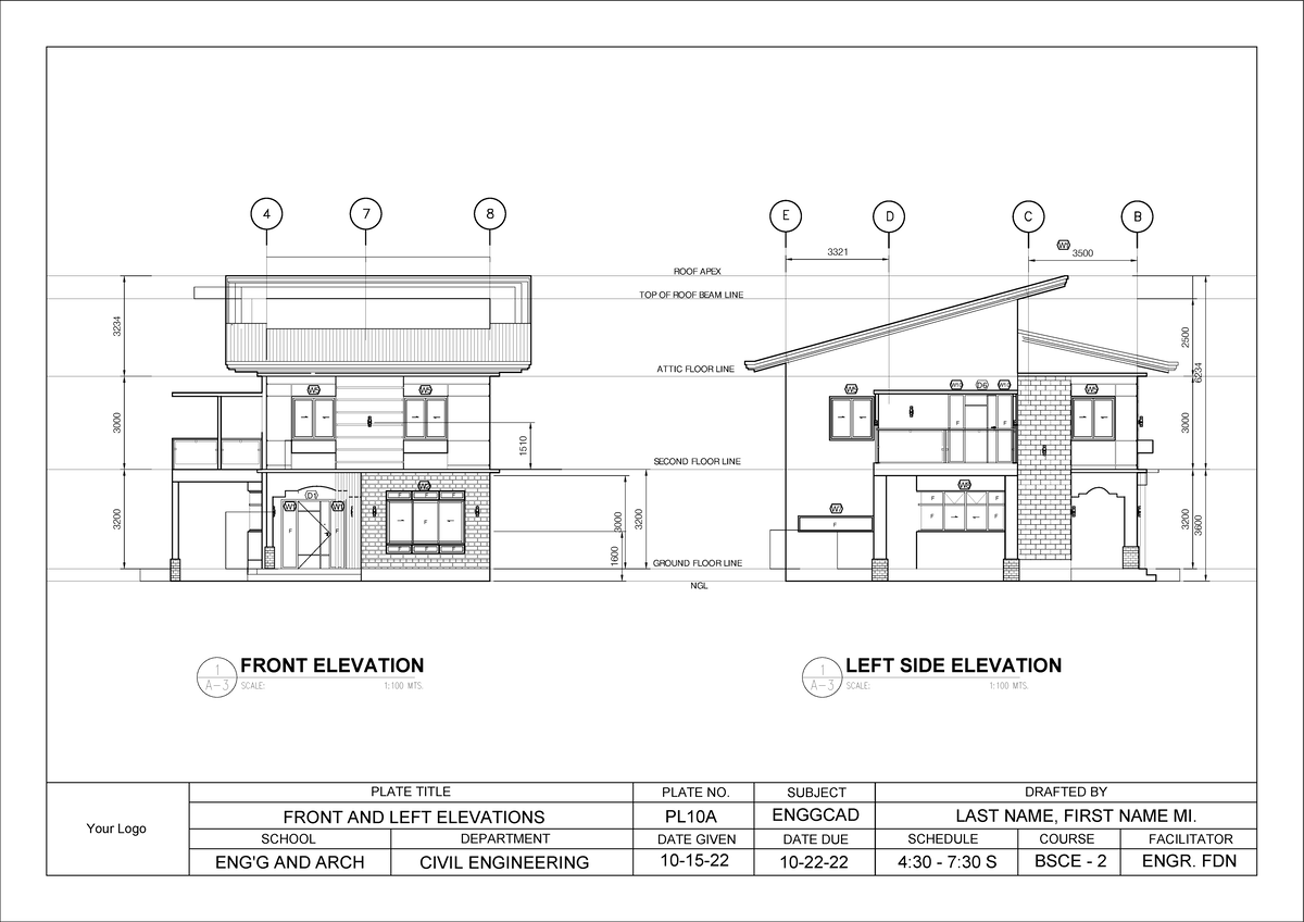 PL10A - PLATE - 0. NGL GROUND FLOOR LINE SECOND FLOOR LINE ATTIC FLOOR ...