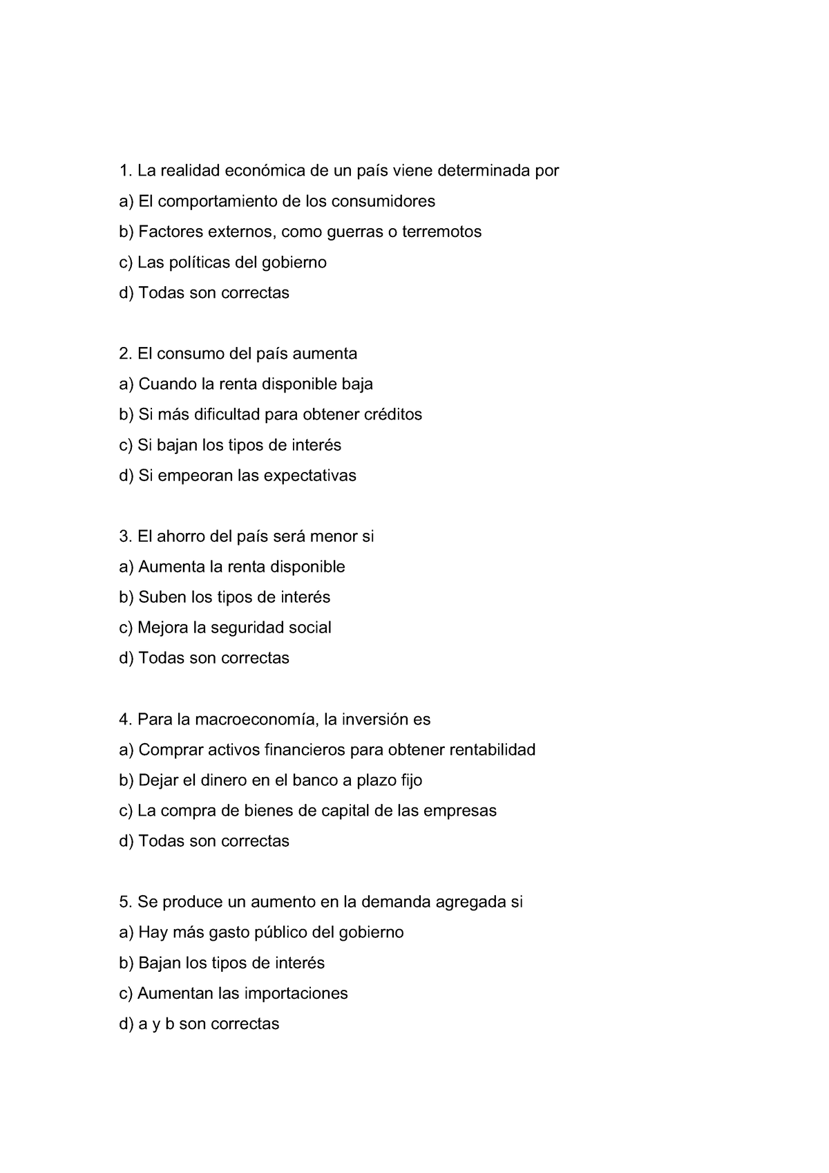 TEST TEMA 8 - Test De Economia 1 Bachillerato. - La Realidad Económica ...