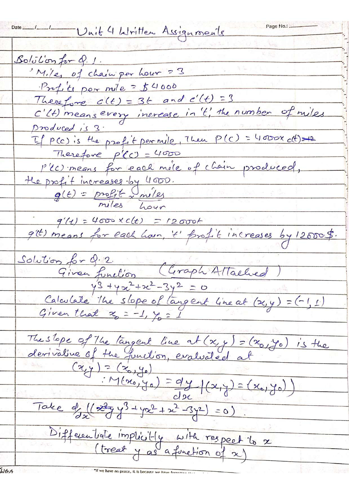 math 1211 written assignment unit 4