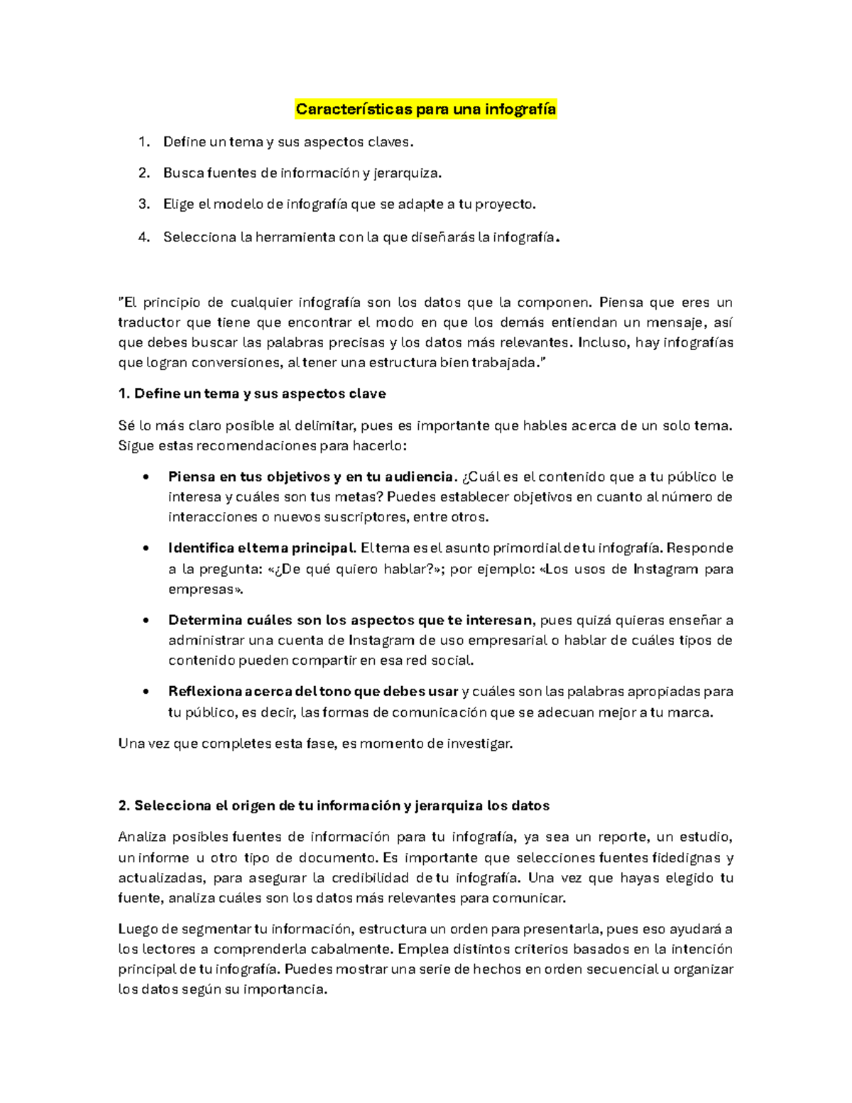 Características para una infografía - Características para una ...