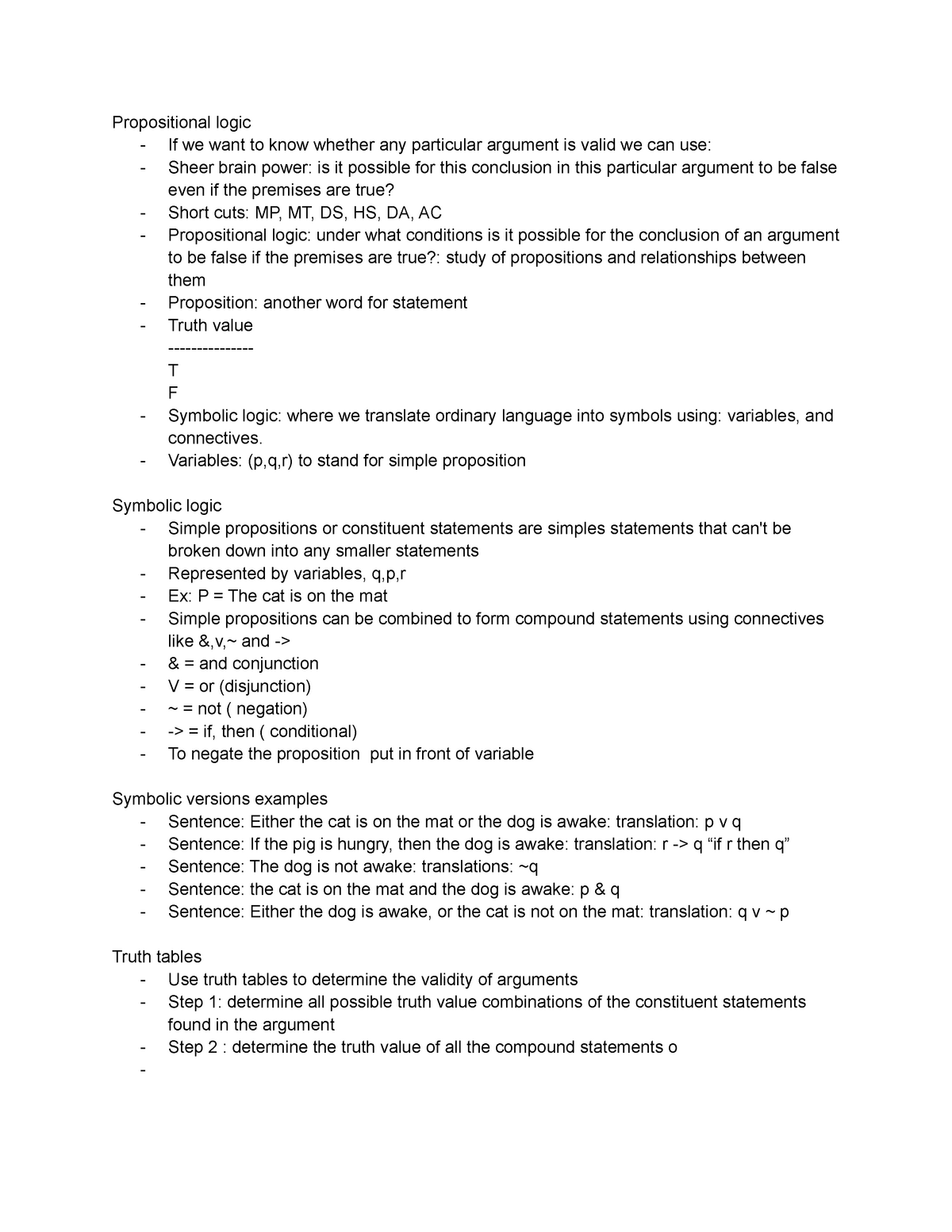 Chapter 6 Propositional Logic Propositional Logic If We Want To Know Whether Any Particular 7088