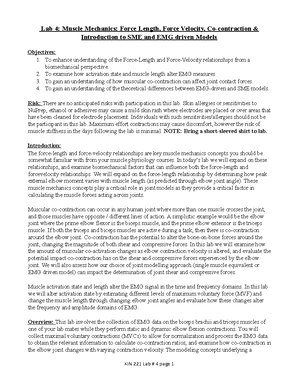 Lab3 KIN221 Winter 2023 - Lab 3: Introduction to Electromyography ...