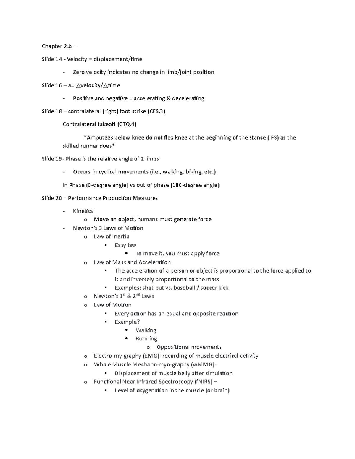 Chapter 2.b - Chapter 2 – Slide 14 - Velocity = displacement/time ...