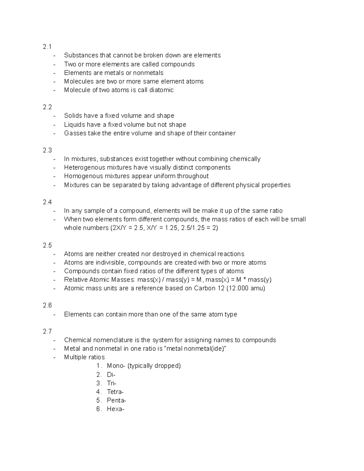 Chemistry Ch. 2 Notes - 2. Substances that cannot be broken down are ...