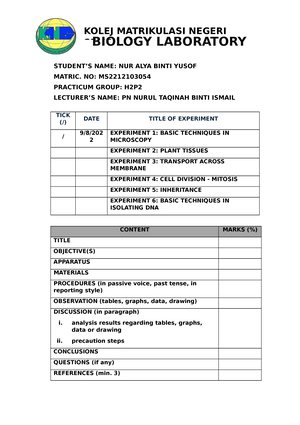 LAB Report EXP 1 (SEM 1) ( Marked) - TITLE Experiment 1: Basic ...