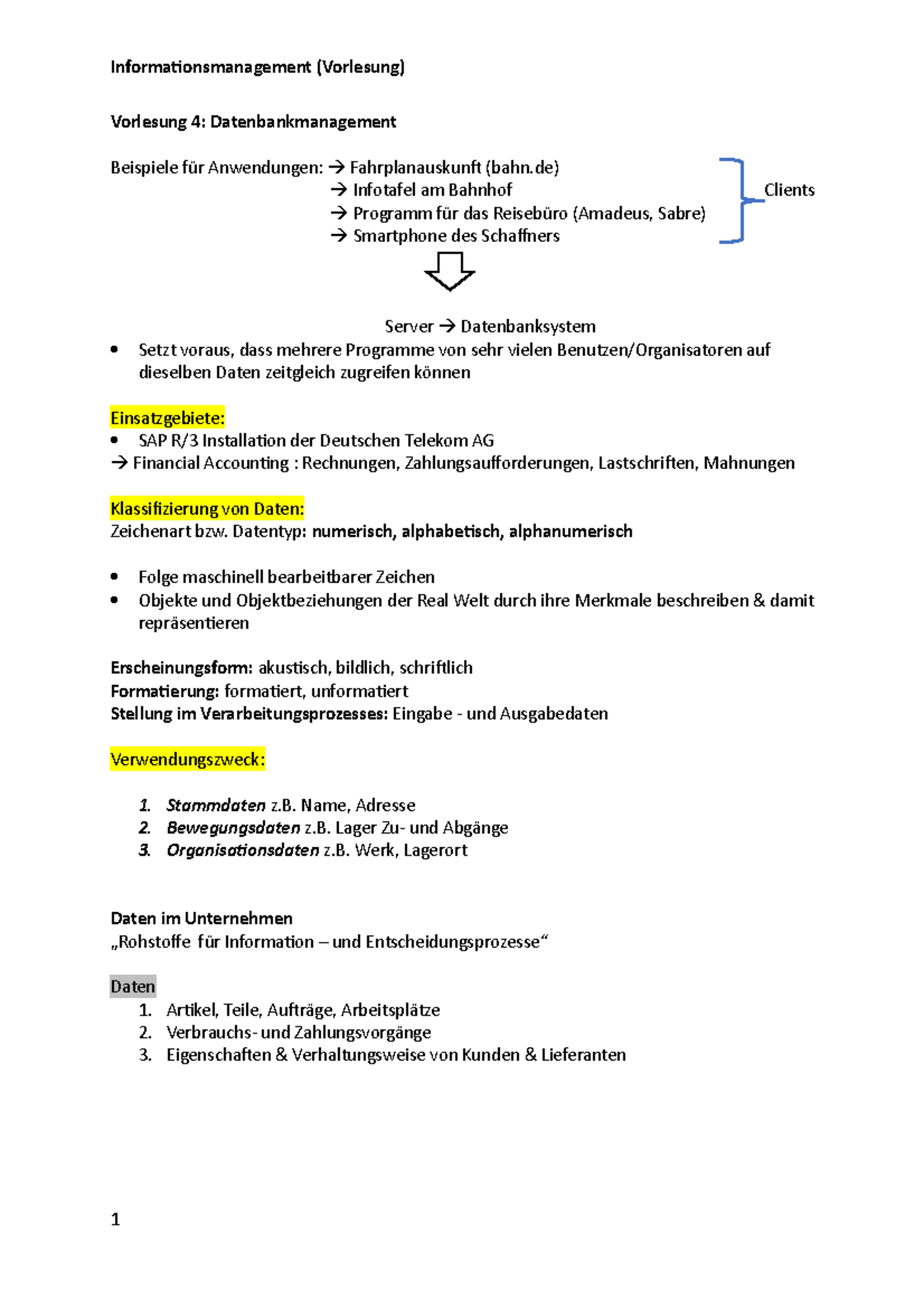 Mitschrift VL 4 - Herr Goestel - Vorlesung 4: Datenbankmanagement ...