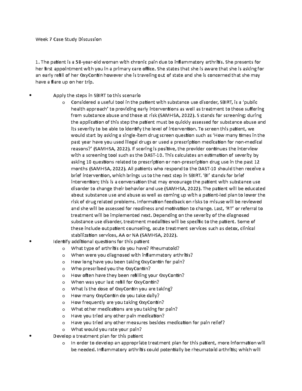 nr 603 week 7 case study discussion