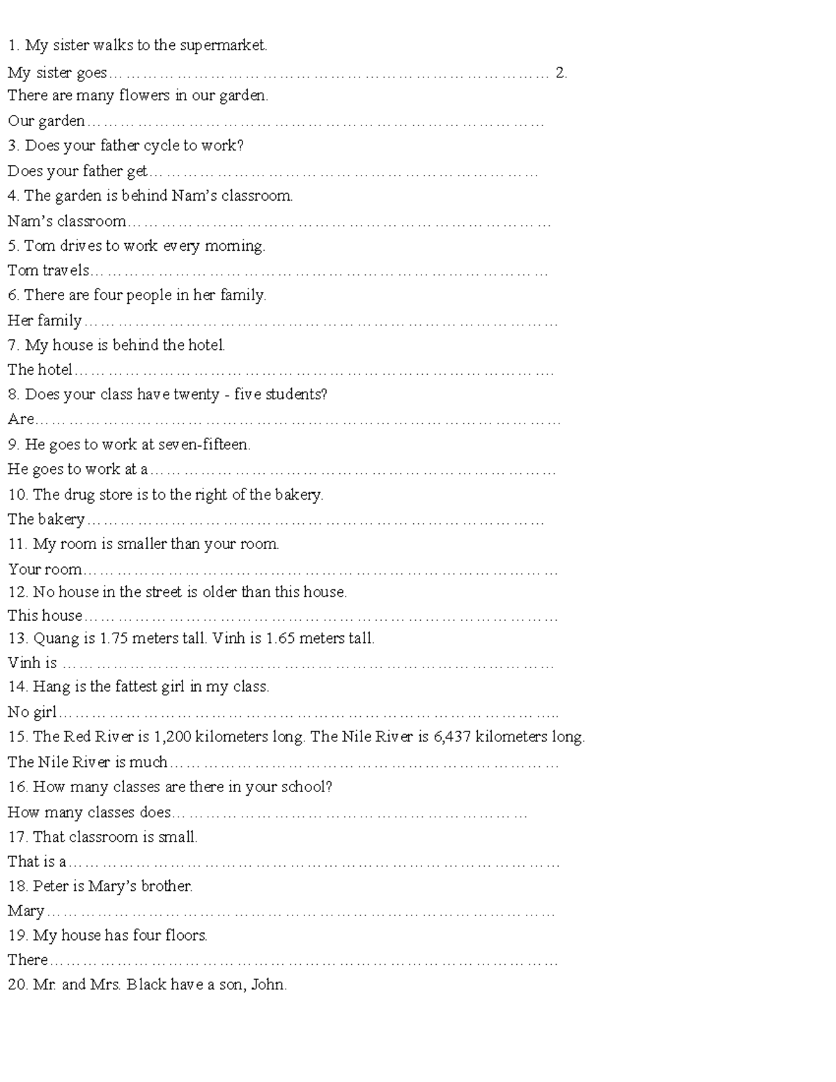 Rewrite sentences - My sister walks to the supermarket. My sister - Studocu