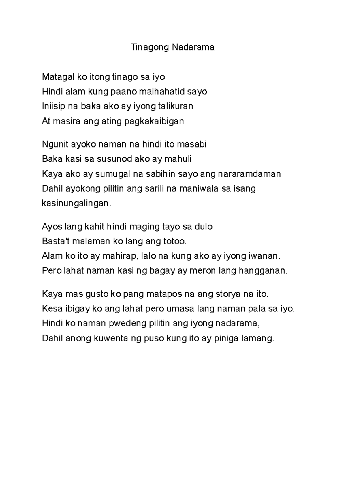 Tulang Pag-ibig (Tinagong Nadarama - Tinagong Nadarama Matagal ko itong ...