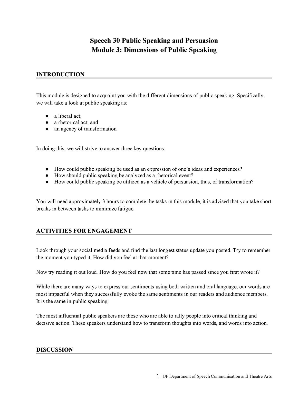 Module-3 -Dimensions-of-Public-Speaking - Speech 30 Public Speaking and ...