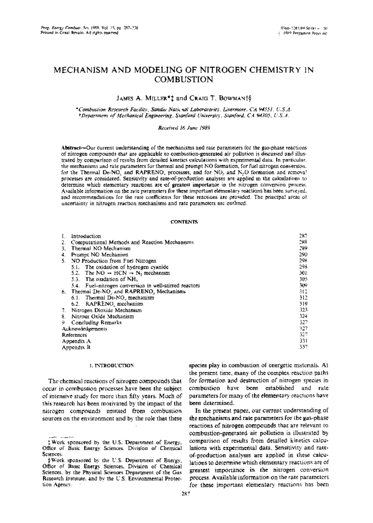 16Mechanism and modeling of nitrogen chemistry in Prog. Energy