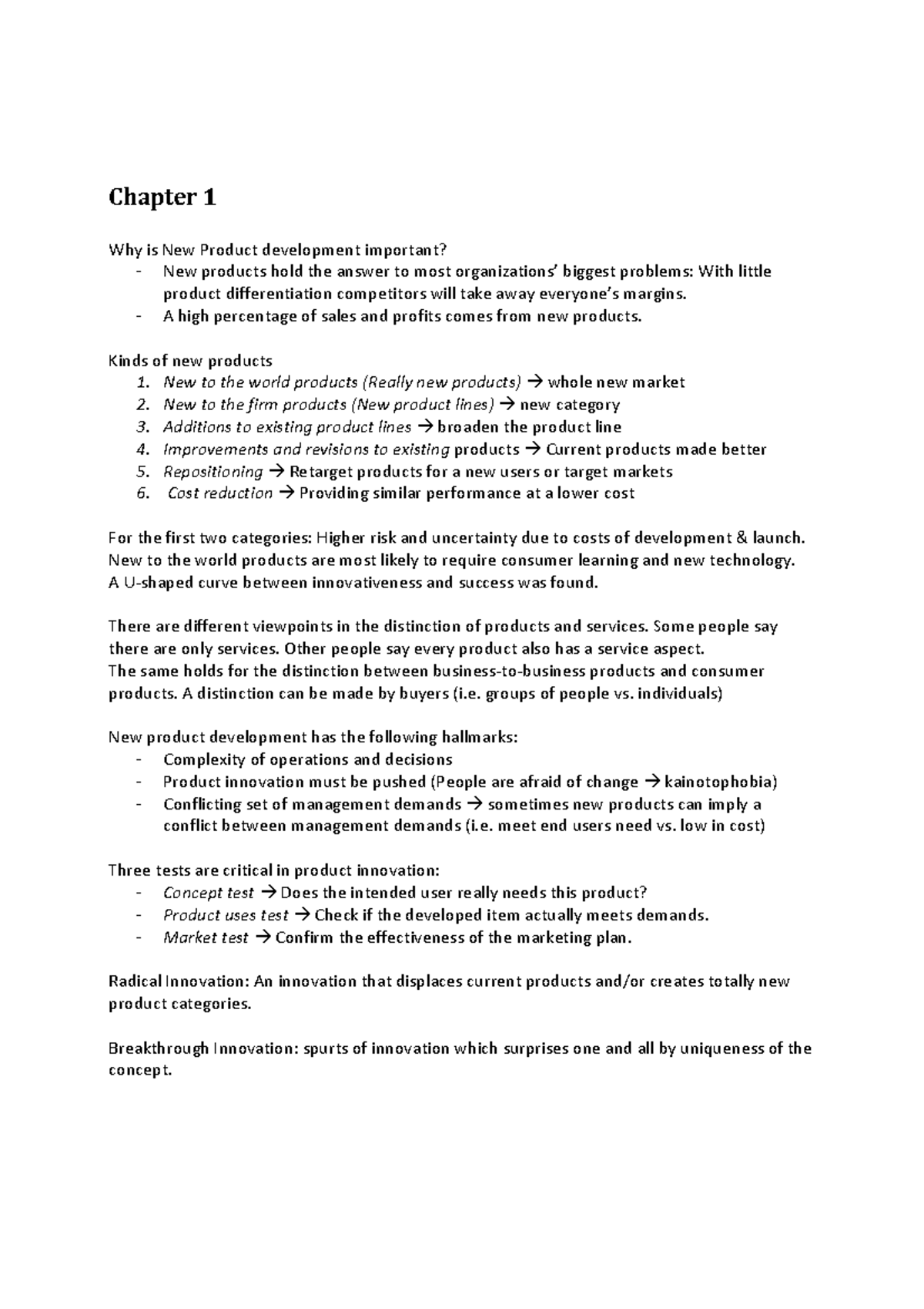 Summary New Product Development Ch01 03 Studeersnel Summary New Product Development Ch01 03 Studeersnel