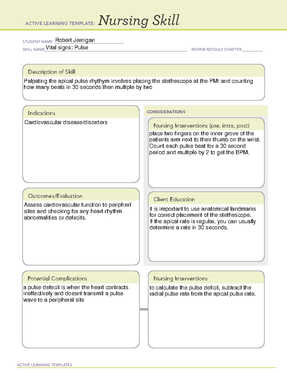 HR template - ATI - ACTIVE LEARNING TEMPLATES Nursing Skill STUDENT ...