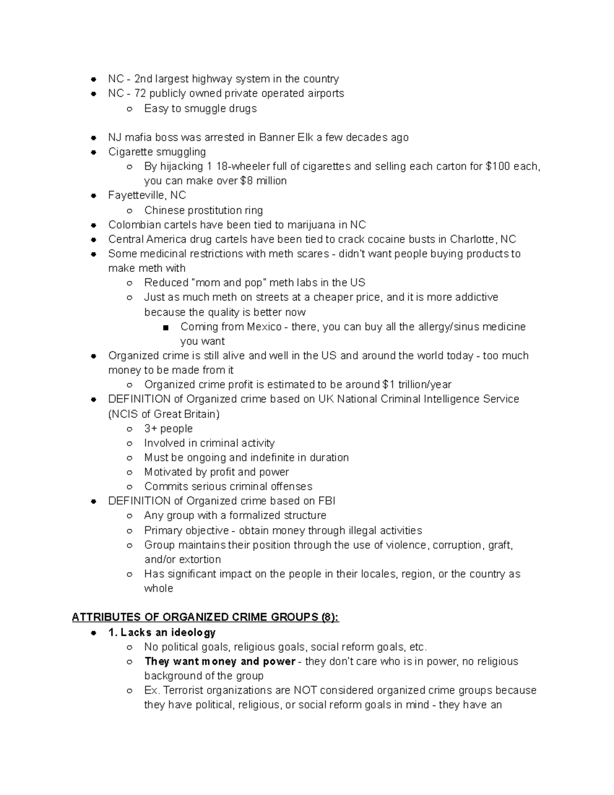 Organized Crime Lecture Notes 9 2f10 Cj4680 App State Studocu