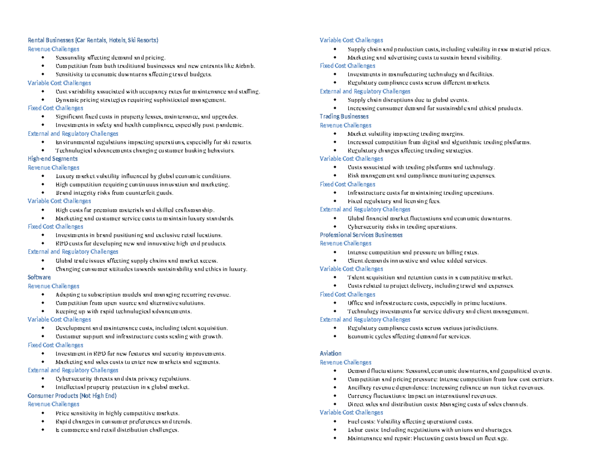 Comprehensive Profitability Challenges Document - Rental Businesses ...