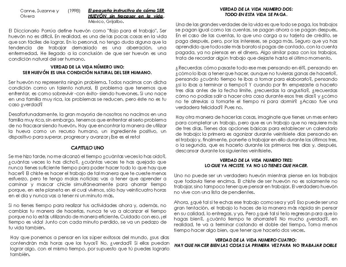 Cómo ser huevon Es un resumen basado en el libro de Susan Cane. El