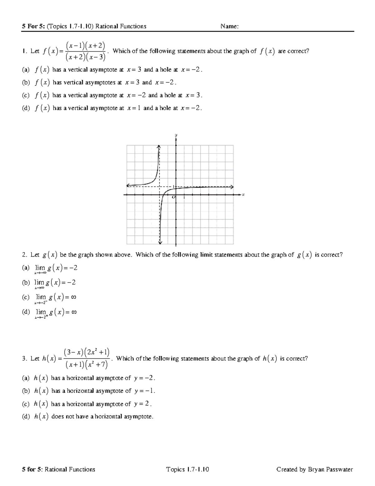 5+For+5+Topics+1 - 5+For+5+Topics+1 - 5 for 5 : Rational Functions ...