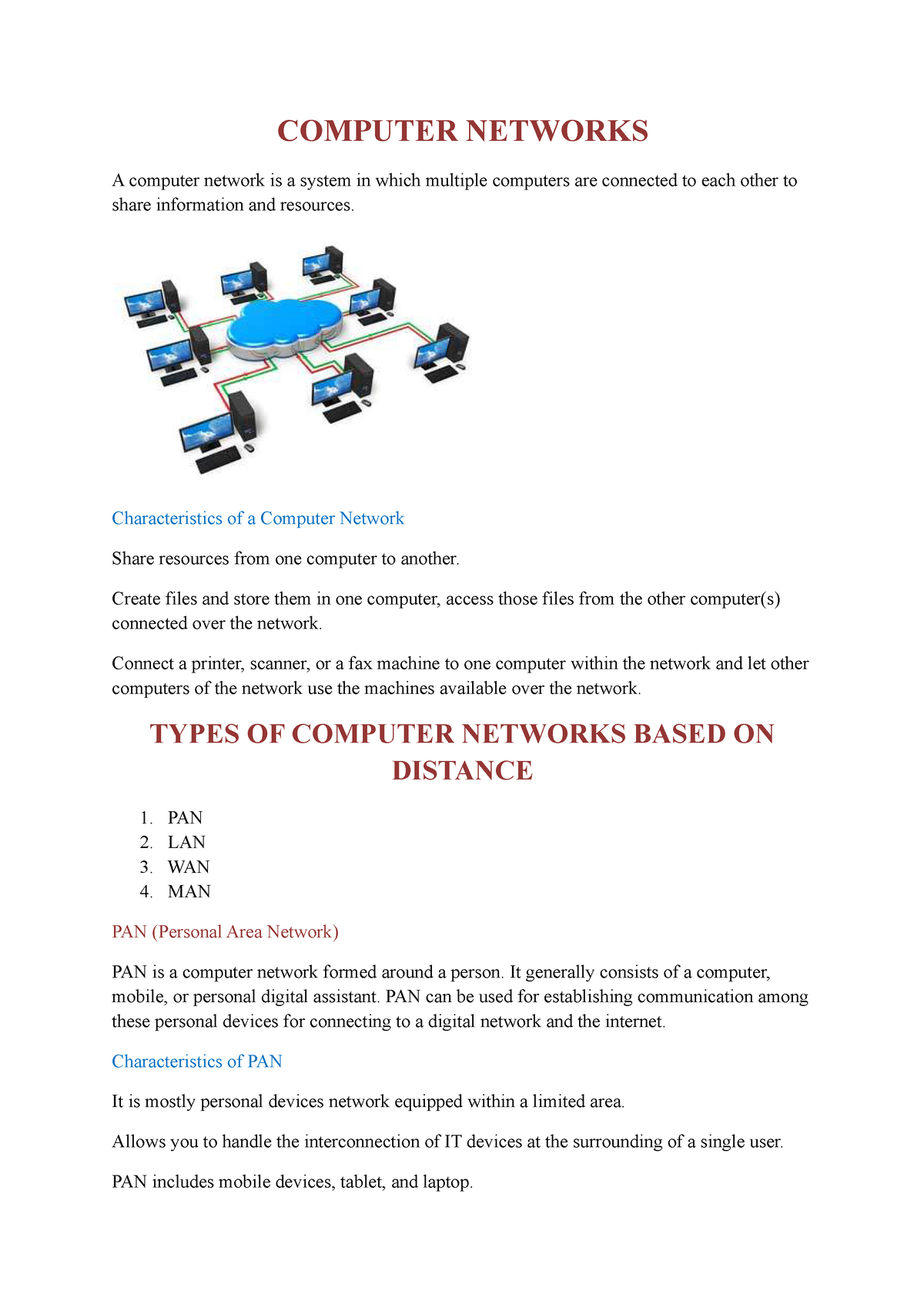 Computer Networks - Lecture Notes - COMPUTER NETWORKS A Computer ...