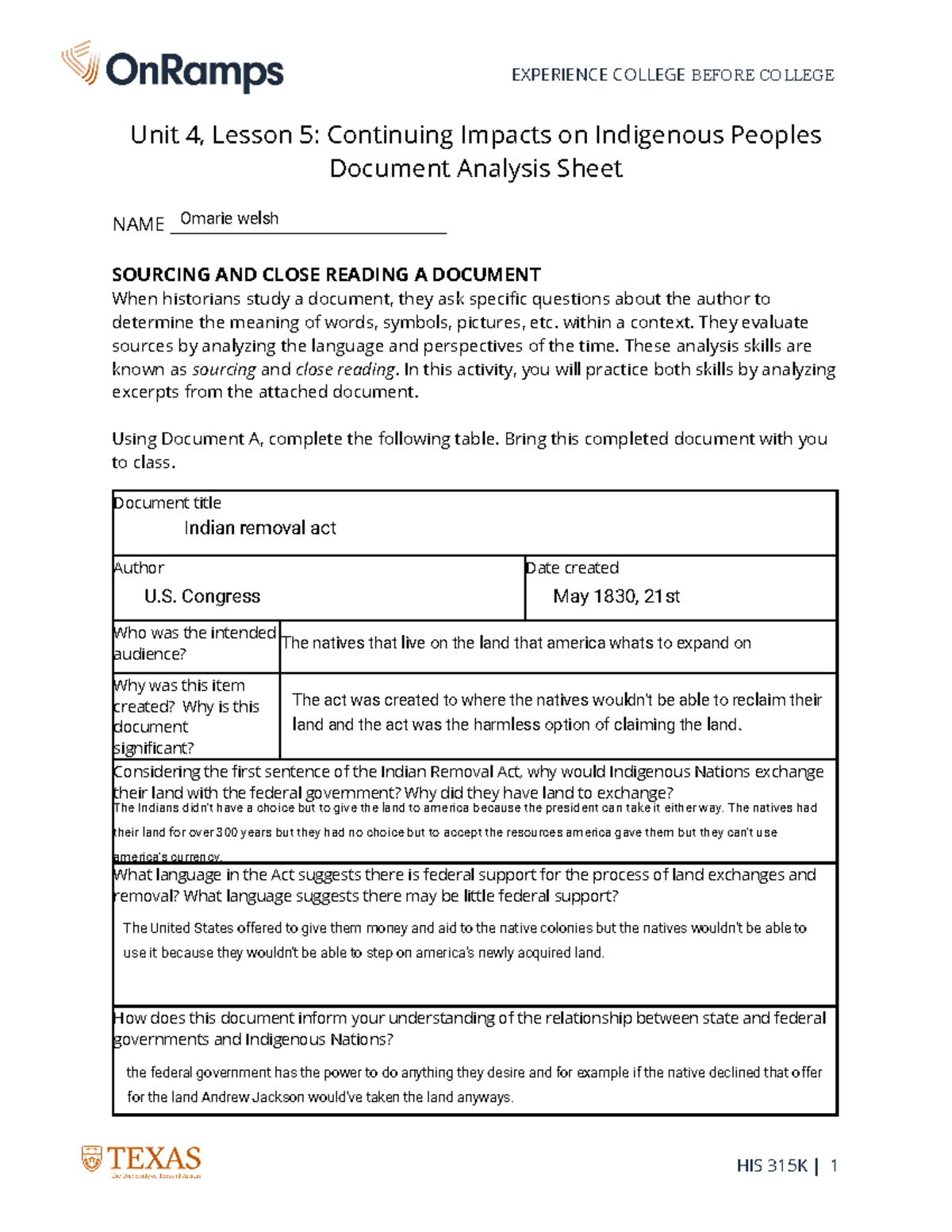 Kami Export - 315K 4.5 Document Analysis Sheet - HIS 315K | 1 ...