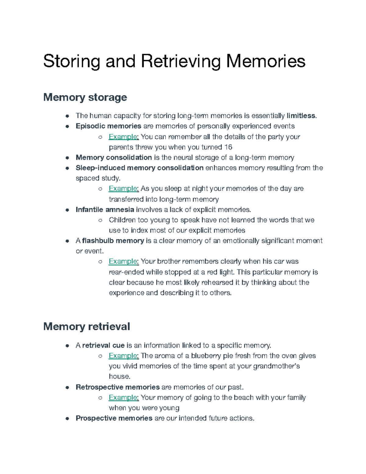 Storing and Retrieving Memories Storing and Retrieving Memories Memory storage The human Studocu