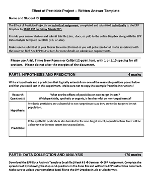 EPP Part 2 - Epp part 2 assignment - Written Answer Template Name and ...