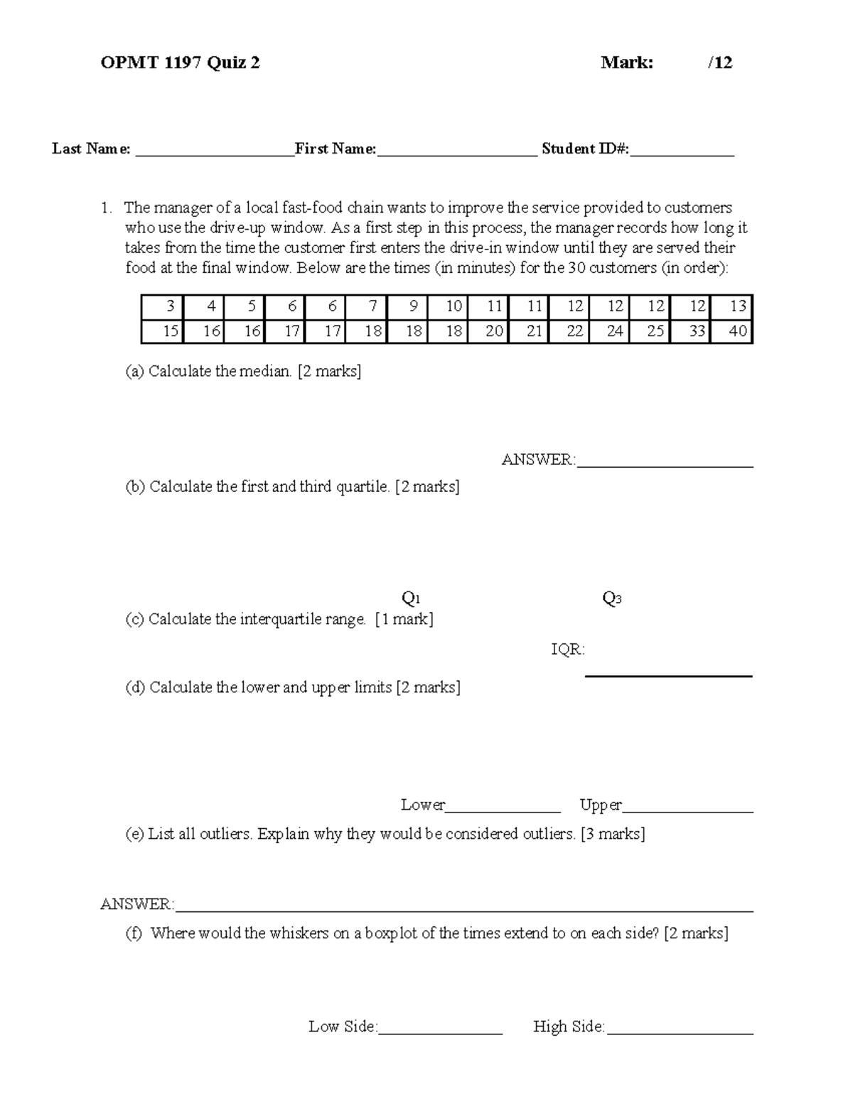 Blawtest 2 Test Quiz Comp And The Law 2 OPMT 1197 Quiz 2 Mark Last Name First Name 